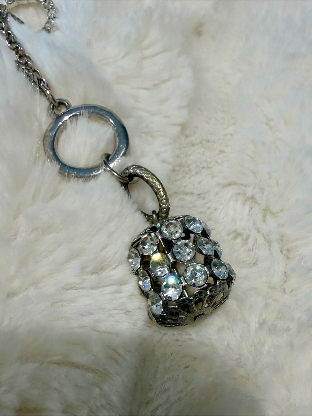 Crystal-Embellished Silver Pendant Necklace